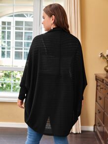 SHEIN LUNE Áo khoác cỡ lớn màu trơn Giải trí - màu đen - Xem 2