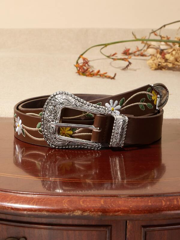 SHEIN Floral Embroidered Belt SHEIN USA