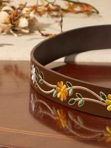 SHEIN VCAY Floral Embroidered Belt Boho - Multicolor - View 3