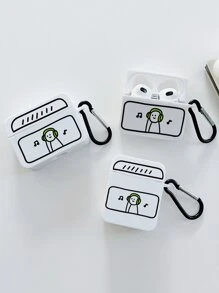 一個白色耳機收納盒，印有一個聽音樂的人，與AirPods兼容，帶掛鉤（不包括耳機） - 白色 - 查看 2