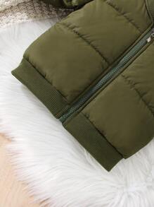 Baby Boy Solid Zip Up Bomber Jacket - Army Green - View 4