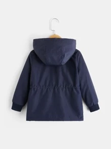 SHEIN 小男童毛絨內襯連帽外套