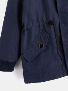 SHEIN 小男童毛絨內襯連帽外套