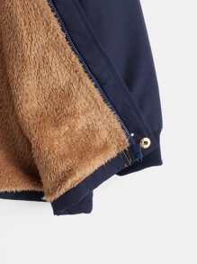 SHEIN 小男童毛絨內襯連帽外套