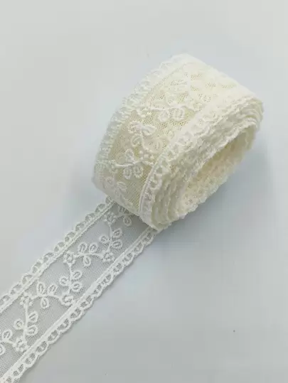 1 rulle DIY Webbing spetsar, beige broderade polyester spetsremsor för DIY hantverk, kostymdekoration, kostymtillbehör
