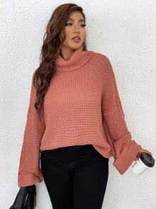 SHEIN LUNE Plus pulover cu umăr scazut cu gât rotic