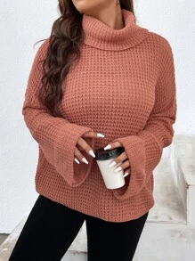 SHEIN LUNE Plus pulover cu umăr scazut cu gât rotic