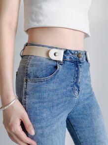 Cinturón elástico unicolor - Beis - Ver 2