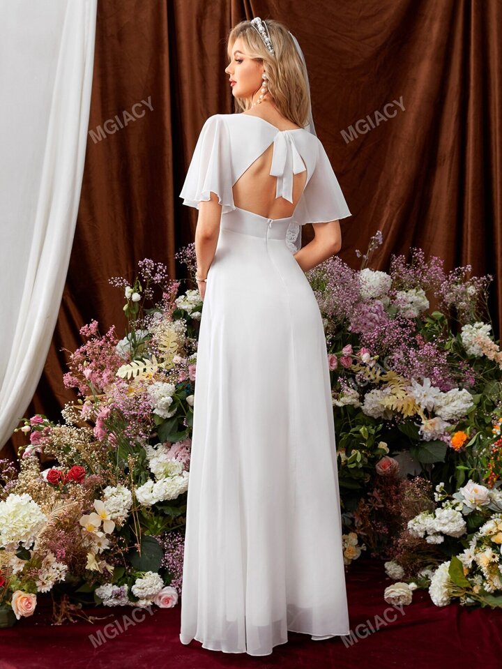 Butterfly back wedding dress best sale