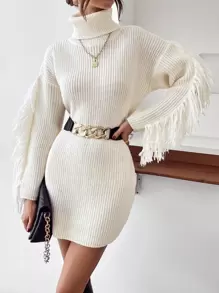 SHEIN Essnce Damskie Sukienki Swetrowe Frędzel Prosty Casual