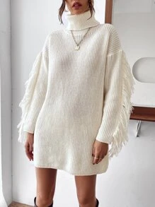 SHEIN Essnce Damskie Sukienki Swetrowe Frędzel Prosty Casual