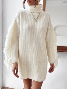 SHEIN Essnce Damskie Sukienki Swetrowe Frędzel Prosty Casual