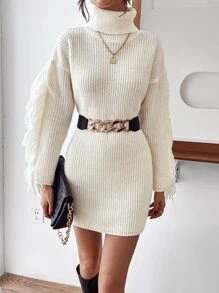 SHEIN Essnce Damskie Sukienki Swetrowe Frędzel Prosty Casual