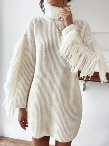 SHEIN Essnce Damskie Sukienki Swetrowe Frędzel Prosty Casual