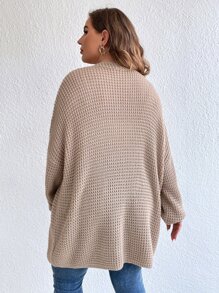 SHEIN Essnce Plus Drop Shoulder Duster Cardigan - Khaki - View 2