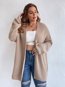 SHEIN Essnce Plus Drop Shoulder Duster Cardigan - Khaki - View 3