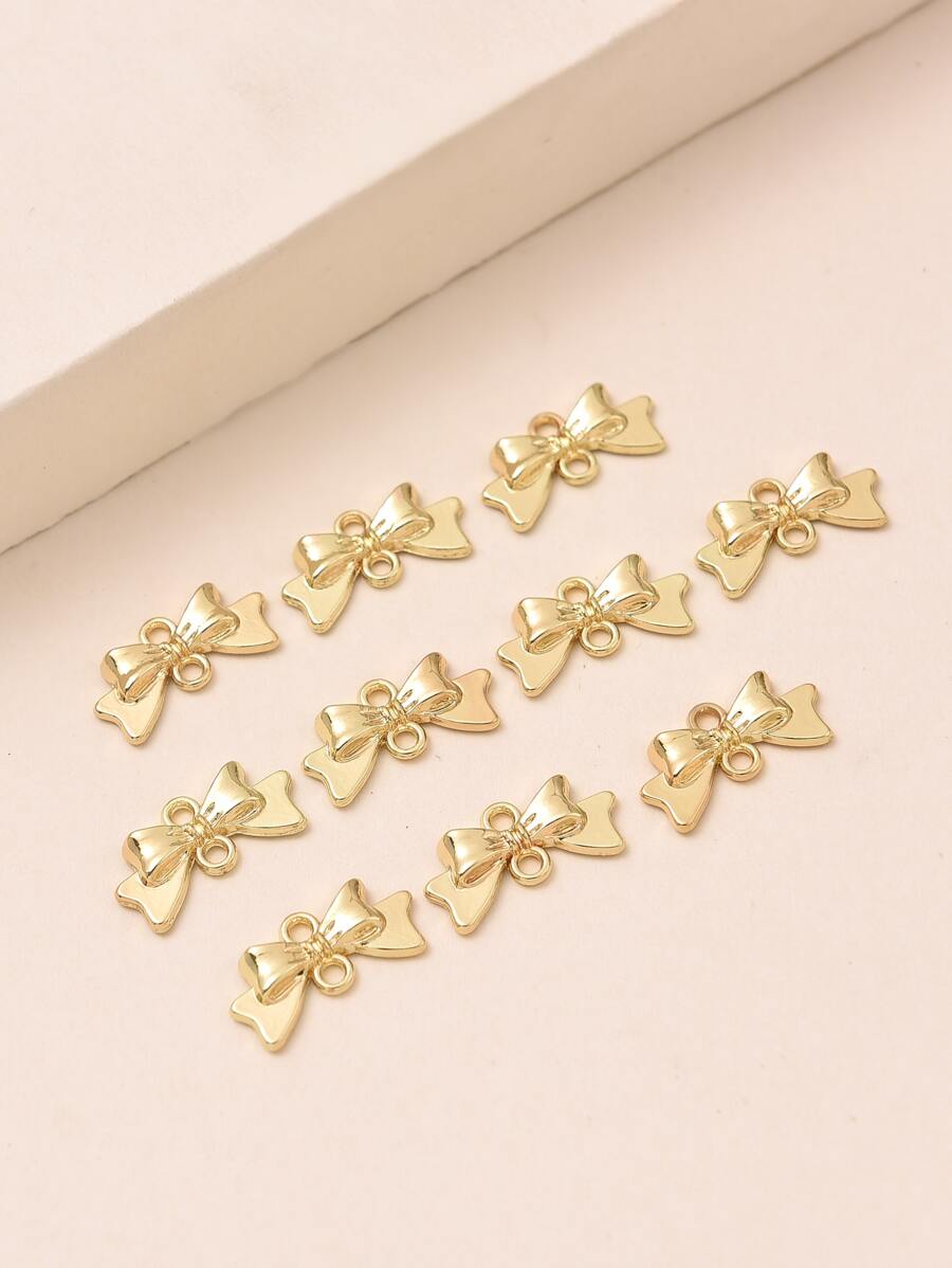 10入組蝴蝶結DIY吊墜 - 金黃色 - 查看 1