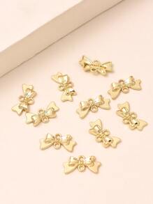 10入組蝴蝶結DIY吊墜 - 金黃色 - 查看 2