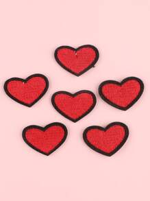 6 miếng dán thiết kế trái tim Iron-on Patch - Đỏ - Xem 4