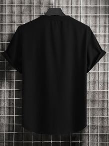 Manfinity Homme Tops Nam Đắp vá màu trơn Giải trí - màu đen - Xem 2