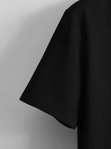 Manfinity Homme Tops Nam Đắp vá màu trơn Giải trí - màu đen - Xem 3