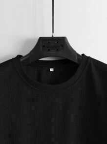 Manfinity Homme Tops Nam Đắp vá màu trơn Giải trí - màu đen - Xem 4
