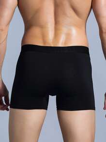 Hombres 3 piezas Calzoncillos boxer con estampado de letra - Negro - Ver 2