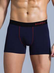 Hombres 3 piezas Calzoncillos boxer con estampado de letra - Negro - Ver 4