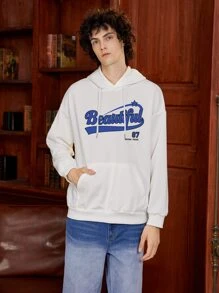 男士字母圖案連帽衫 - 白色 - 查看 1