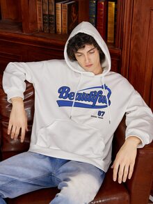 男士字母圖案連帽衫 - 白色 - 查看 5