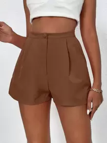 Chiquease Plicated Detail Wide Leg Shorts - Brown - View 3