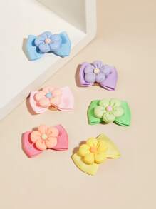 2 piezas Goma de pelo para mascotas de color al azar con diseño floral - Multicolor - Ver 1