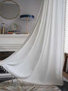 Bubaba 1 件套米色针织提花卧室窗帘，波西米亚风极简主义北欧风格条纹针织遮光窗帘，适用于卧室、餐厅、厨房、客厅、酒店、日常和节日装饰，四季使用 - 米色 - 查看 7