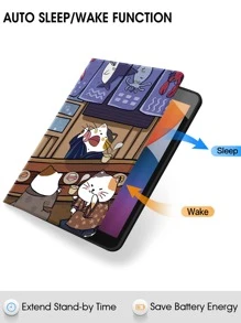 卡通猫印花保护壳，适用于 iPad - 彩色 - 查看 3