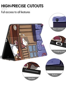 卡通猫印花保护壳，适用于 iPad - 彩色 - 查看 4