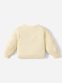 SHEIN Baby Cable Knit Cardigan - Beige - View 2