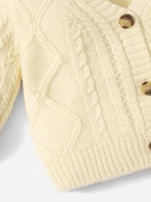 SHEIN Baby Cable Knit Cardigan - Beige - View 3