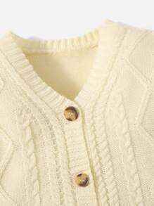 SHEIN Baby Cable Knit Cardigan - Beige - View 4