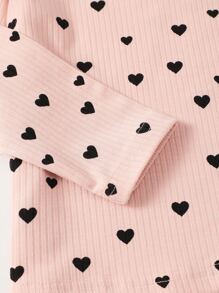 小女童心形圖案荷葉邊T恤和腰帶褲子 - 彩色 - 查看 4