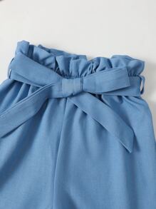 小女童心形圖案荷葉邊T恤和腰帶褲子 - 彩色 - 查看 5