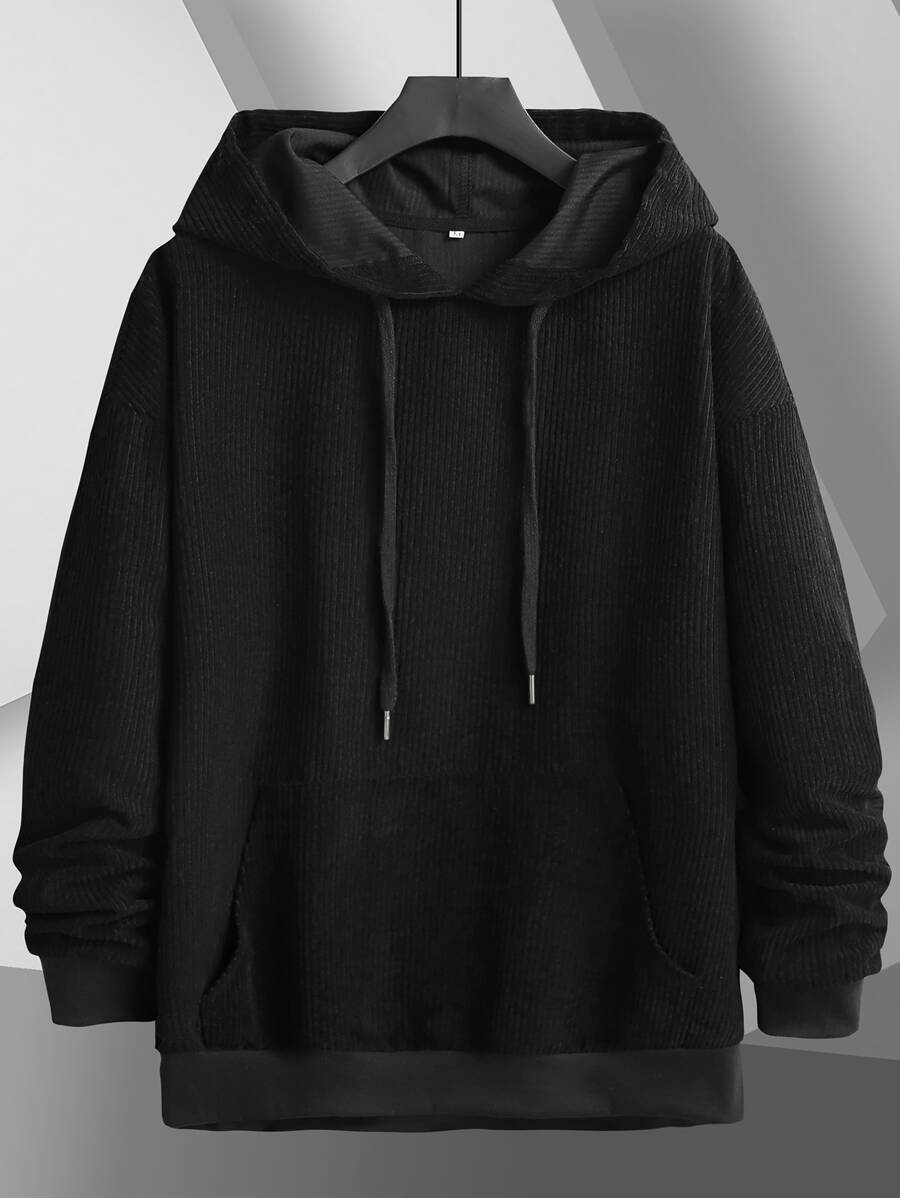 Manfinity Sweatshirt Pria Kolor Kantong Plain Casual - Hitam - View 1