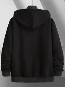 Manfinity Sweatshirt Pria Kolor Kantong Plain Casual - Hitam - View 2