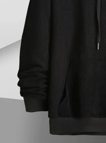 Manfinity Sweatshirt Pria Kolor Kantong Plain Casual - Hitam - View 3