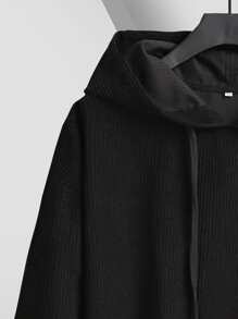 Manfinity Sweatshirt Pria Kolor Kantong Plain Casual - Hitam - View 4