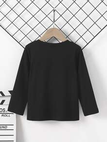 Tops con trai lớn Hoạt hình Lá thư Giải trí - màu đen - Xem 2