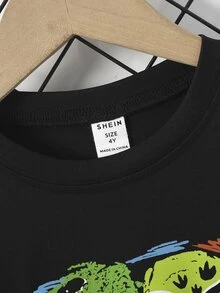 Tops con trai lớn Hoạt hình Lá thư Giải trí - màu đen - Xem 5