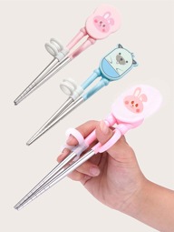 1قطعة أدوات طعام طفل أطفال تعليمية بتصميم كرتوني، أدوات طعام ممتعة للممارسة المنزلية لبداية استخدام الأطفال للعيدان، لوازم مدرسية للعودة إلى المدرسة