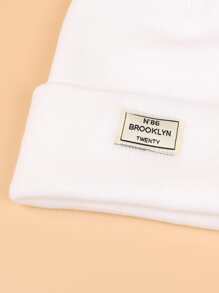 Letter Graphic Beanie - White - View 4