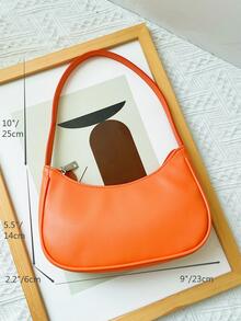 Minimalist Neon Orange Hobo Bag - Orange - View 3