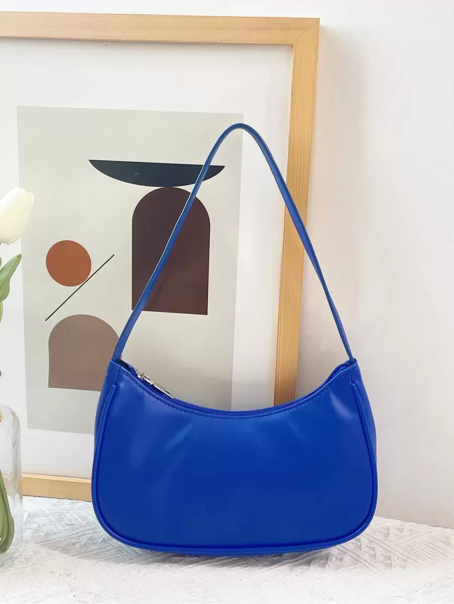 Minimalist Neon Blue Hobo Bag - Blue - View 1